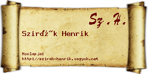 Szirák Henrik névjegykártya